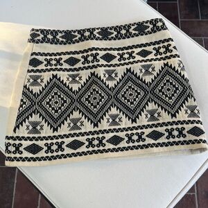 Topshop Black and Cream Geometric Mini Skirt embroidered